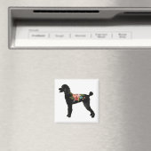 Standard Poodle Dog Breed Boho Floral Silhouette Magnet (In Situ (Geschirrspüler))