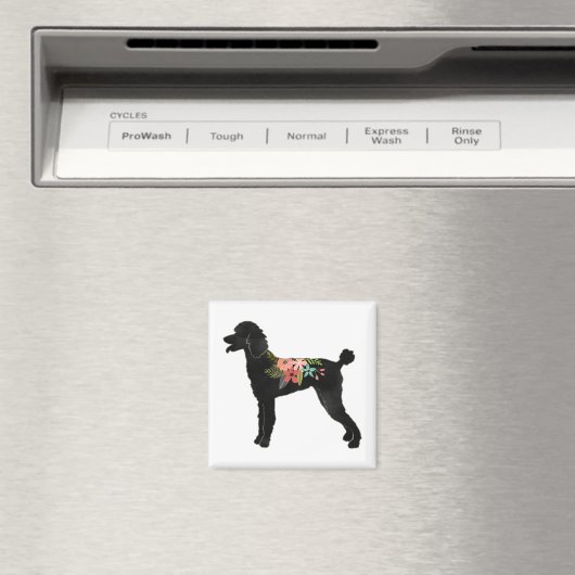Standard Poodle Dog Breed Boho Floral Silhouette Magnet (In Situ (Geschirrspüler))