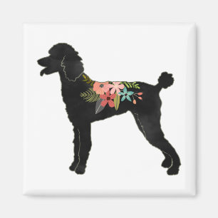 Standard Poodle Dog Breed Boho Floral Silhouette Magnet