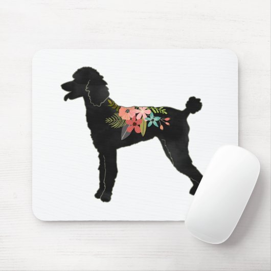 Standard Poodle Dog Breed Boho Floral Silhouette Mousepad (Mit Mouse)