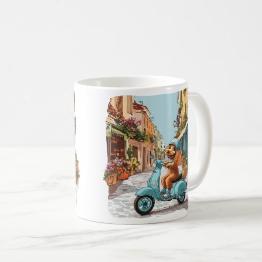 Standard Poodle Dog Riding Scooter Kaffeetasse (VorderseiteRechts)
