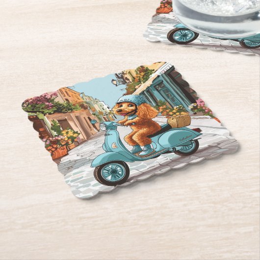 Standard Poodle Dog Riding Scooter Untersetzer (angewinkelt)