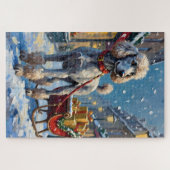 Standard Poodle French Sleigh Christmas Puzzle (Horizontal)