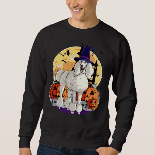 Standard Poodle Halloween Hexenkürbis Sweatshirt (Vorderseite)