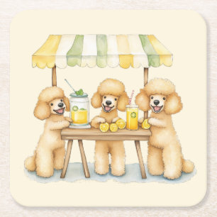 Standard Poodle Hunde, die auf einem Limonade-Stan Rechteckiger Pappuntersetzer