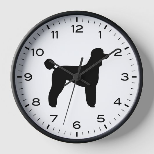 Standard Poodle Hunde Silhouette Uhr (Vorderseite)