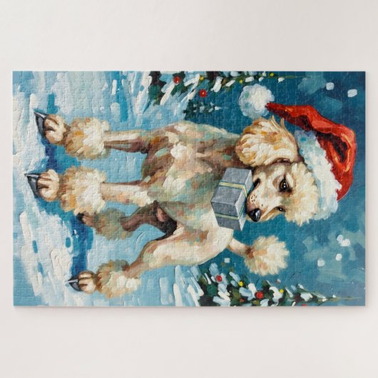 Standard Poodle Ice Skater Christmas Gift Hat Puzzle (Horizontal)