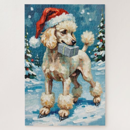Standard Poodle Ice Skater Christmas Gift Hat Puzzle (Vertikal)