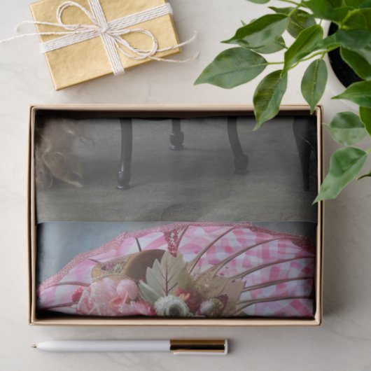 Standard-Poodle in rosa Decouapage gekleidet Seidenpapier (Geschenk)