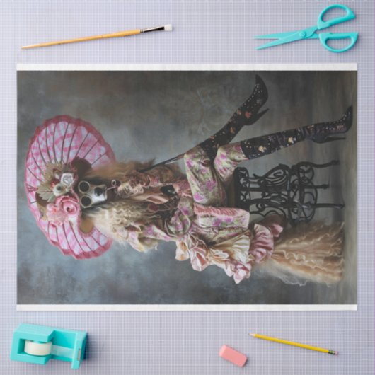 Standard-Poodle in rosa Decouapage gekleidet Seidenpapier (Basteln)