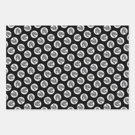 Standard Poodle Malerei Parti Schwarz-weiß Dog Art Geschenkpapier Set (Vorderseite 3)