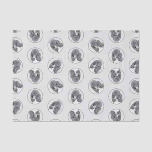 Standard Poodle Malerei Parti Schwarz-weiß Dog Art Seidenpapier (Vorderseite)