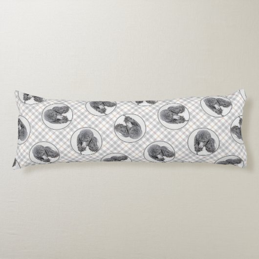 Standard Poodle Malerei Parti Schwarz-weiß Dog Art Seitenschläferkissen (Vorderseite)