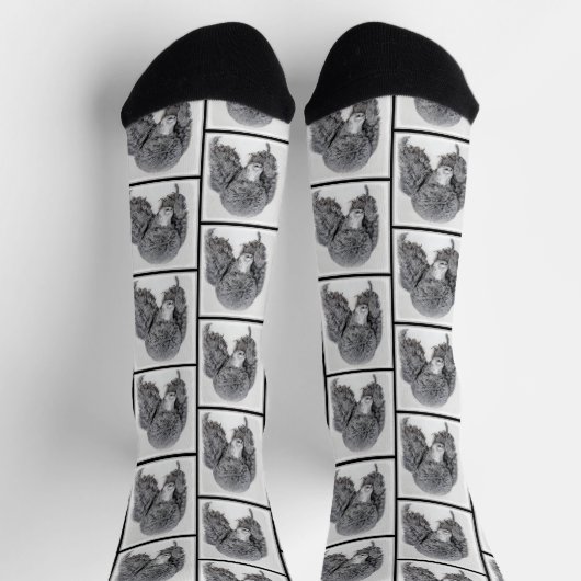 Standard Poodle Malerei Parti Schwarz-weiß Dog Art Socken (Oben)