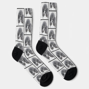 Standard Poodle Malerei Parti Schwarz-weiß Dog Art Socken