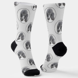 Standard Poodle Malerei Parti Schwarz-weiß Dog Art Socken