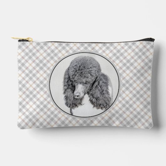 Standard Poodle Malerei Parti Schwarz-weiß Dog Art Zubehörtasche (Vorderseite)