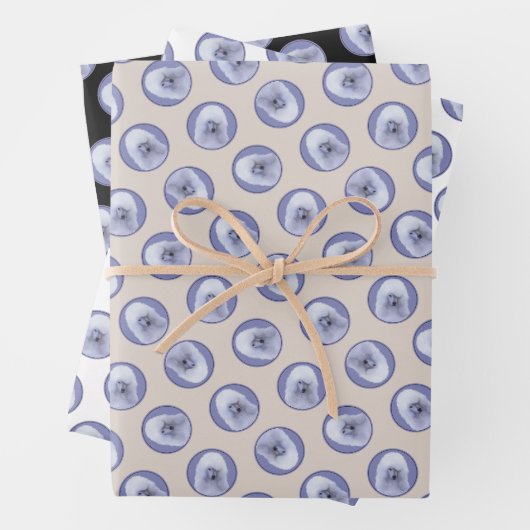 Standard Poodle Malerei White Original Dog Art Geschenkpapier Set (Beispiel)