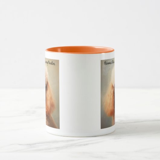 Standard-Poodle-Ölgemälde mit Niedlicher Beschrift Tasse (Zentrum)