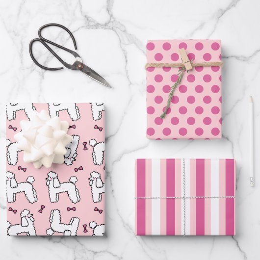 Standard Poodle Pink Dog Wrapping Paper Set Geschenkpapier Set (Vorderseite)