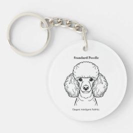 Standard Poodle Portrait Black Line Illustration Schlüsselanhänger