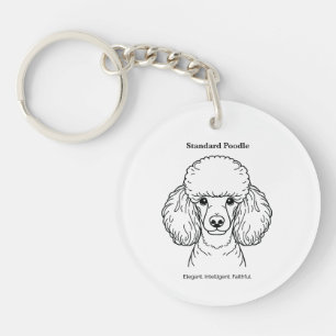 Standard Poodle Portrait Black Line Illustration Schlüsselanhänger