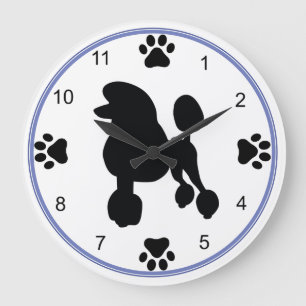 Standard Poodle-Silhouette Große Wanduhr