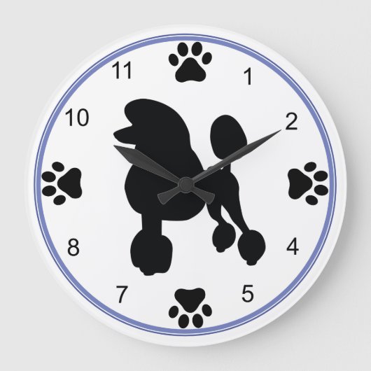 Standard Poodle-Silhouette Große Wanduhr (Vorderseite)