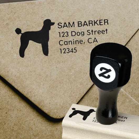 Standard Poodle Silhouette Rücksendeadresse Gummistempel