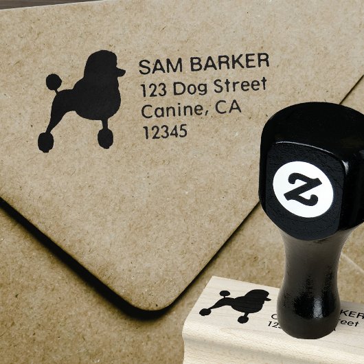 Standard Poodle Silhouette Rücksendeadresse Gummistempel