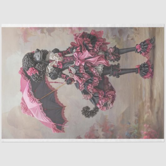 Standard Poodle Walking im Park Decoupage Seidenpapier (Vorderseite)