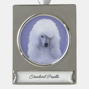 Standard Poodle White Painting - Original Dog Art Banner-Ornament Silber