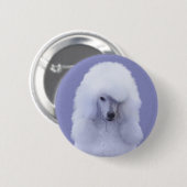 Standard Poodle White Painting - Original Dog Art Button (Vorne & Hinten)