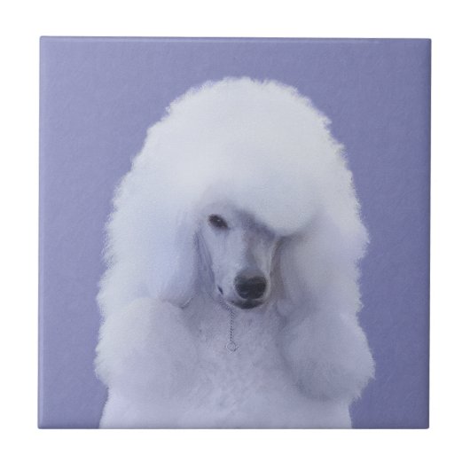 Standard Poodle White Painting - Original Dog Art Fliese (Vorderseite)