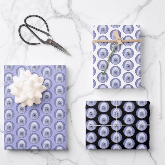 Standard Poodle White Painting - Original Dog Art Geschenkpapier Set (Vorderseite)