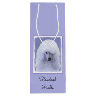 Standard Poodle White Painting - Original Dog Art Geschenktüte Für Weinflaschen