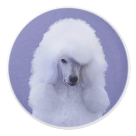 Standard Poodle White Painting - Original Dog Art Keramikknauf (Vorderseite)