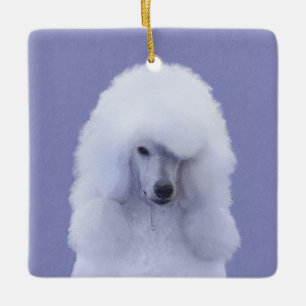 Standard Poodle White Painting - Original Dog Art Keramikornament