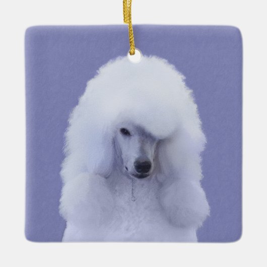 Standard Poodle White Painting - Original Dog Art Keramikornament (Vorderseite)