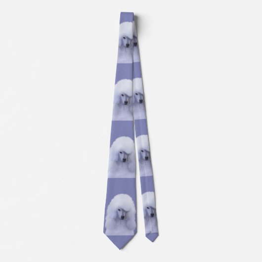 Standard Poodle White Painting - Original Dog Art Krawatte (Vorderseite)