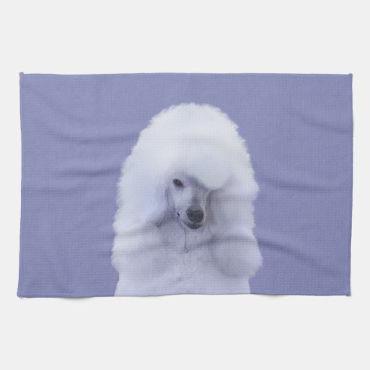 Standard Poodle White Painting - Original Dog Art Küchentuch (Horizontal)