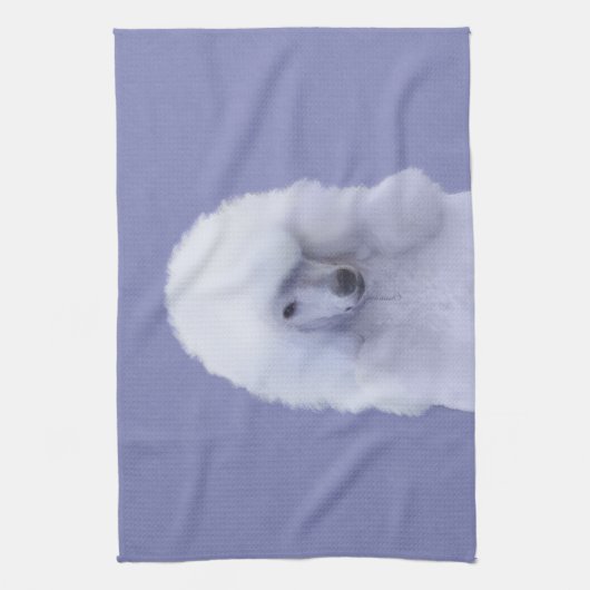 Standard Poodle White Painting - Original Dog Art Küchentuch (Vertikal)