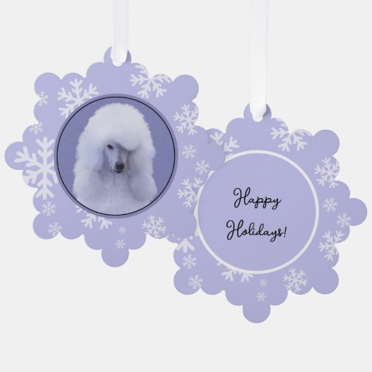 Standard Poodle White Painting - Original Dog Art Ornament Karte (Vorderseite/Rückseite)
