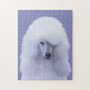 Standard Poodle White Painting - Original Dog Art Puzzle