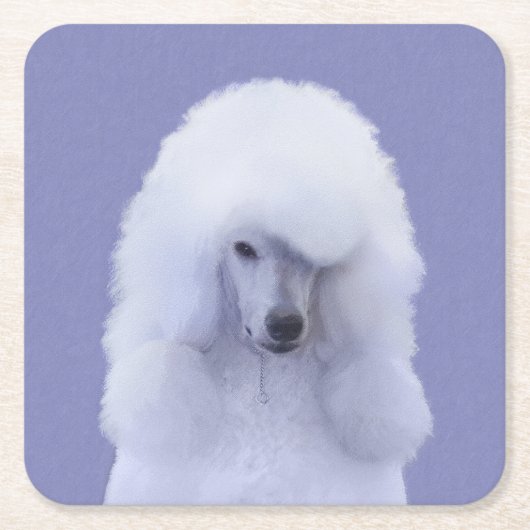 Standard Poodle White Painting - Original Dog Art Rechteckiger Pappuntersetzer (Vorderseite)