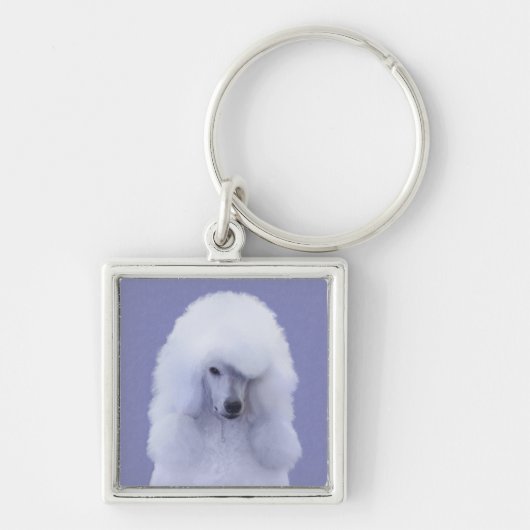 Standard Poodle White Painting - Original Dog Art Schlüsselanhänger (Vorne)