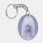 Standard Poodle White Painting - Original Dog Art Schlüsselanhänger (Vorderseite links)