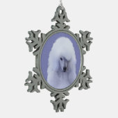 Standard Poodle White Painting - Original Dog Art Schneeflocken Zinn-Ornament (Links)