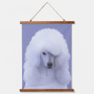 Standard Poodle White Painting - Original Dog Art Wandteppich Mit Holzrahmen