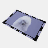 Standard Poodle White Painting - Original Hund Art Fußmatte (Schrägansicht)